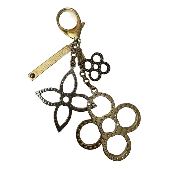 Louis Vuitton Gold and Black Floral Key Holder